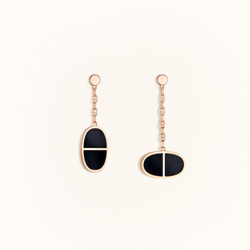 [Lumi Jewels]CHAINE VERSO BLACK CERAMIC EARRINGS