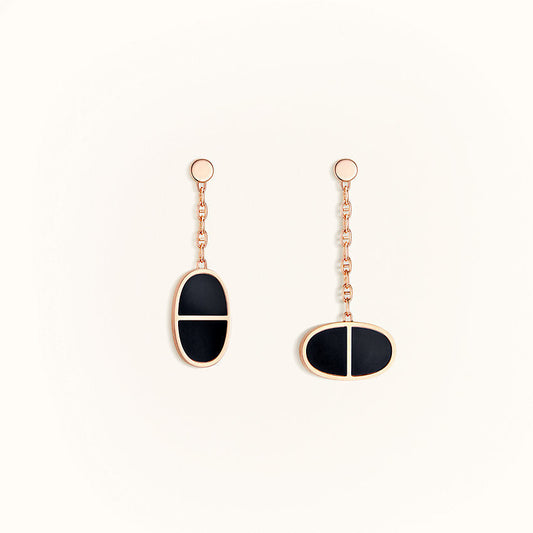 [Lumi Jewels]CHAINE VERSO BLACK CERAMIC EARRINGS