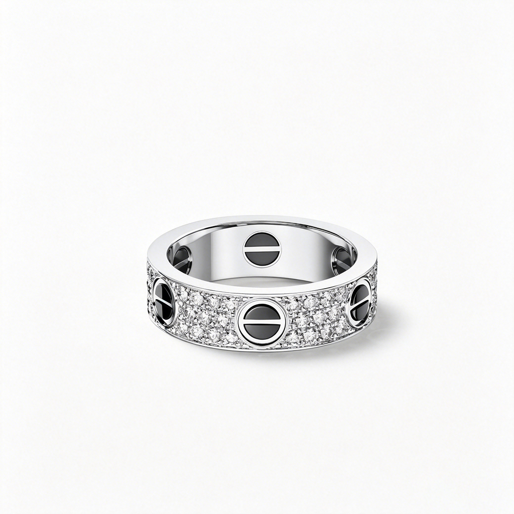 [Lumi Jewelery]LOVE RING 5.5MM DIAMONDS PAVED CERAMIC