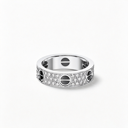 [Lumi Jewelery]LOVE RING 5.5MM DIAMONDS PAVED CERAMIC