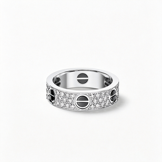 [Lumi Jewelery]LOVE RING 5.5MM DIAMONDS PAVED CERAMIC