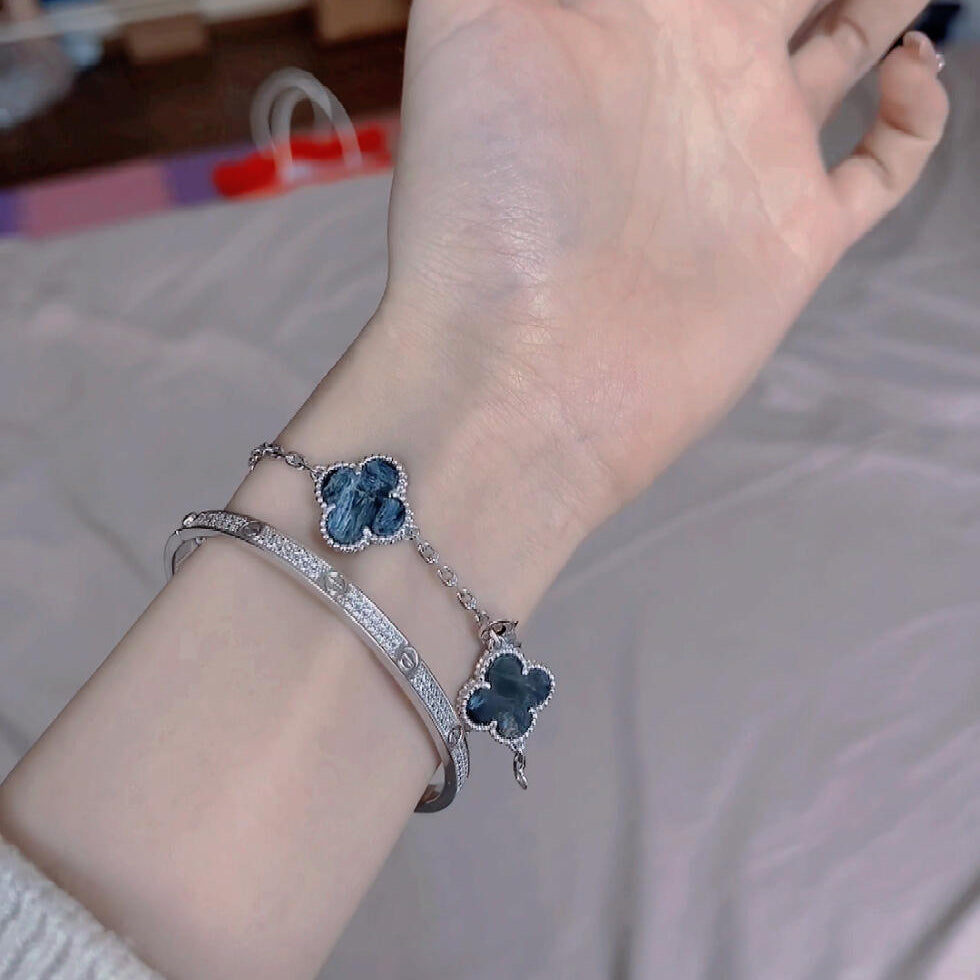 [Lumi Jewels]CLOVER 5 MOTIF PIETERSITE SILVER BRACELET