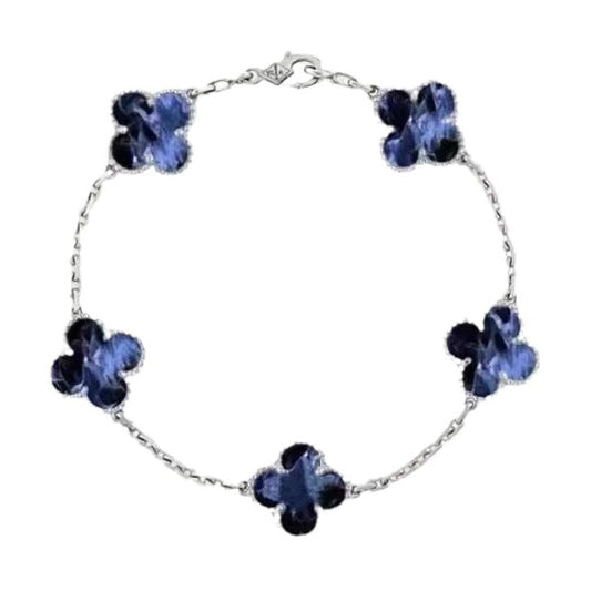 [Lumi Jewels]CLOVER 5 MOTIF PIETERSITE SILVER BRACELET