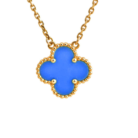 [Lumi Jewels]CLOVER 15MM BLUE AGATE NECKLACE