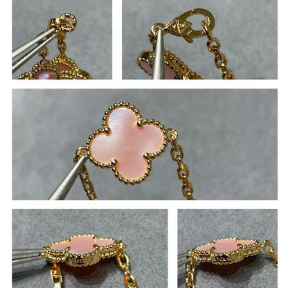 [Lumi Jewels]CLOVER 10 MOTIFS PINK MOP NECKLACE