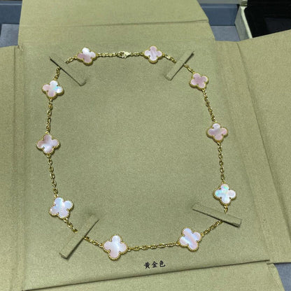 [Lumi Jewels]CLOVER 10 MOTIFS PINK MOP NECKLACE