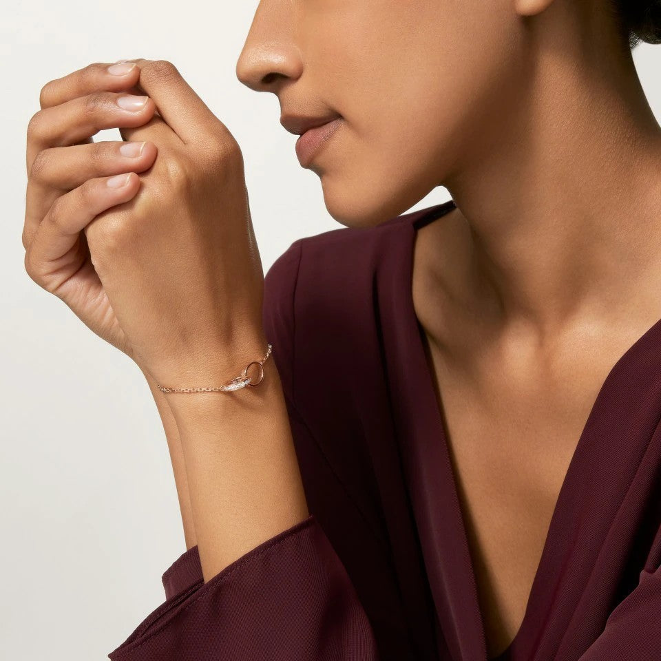 [Lumi Jewelery]LOVE DOUBLE RING HALF DIAMOND BRACELET