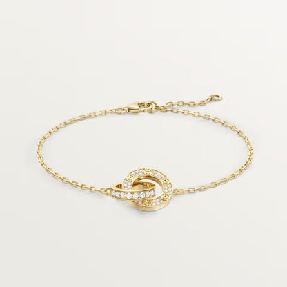 [Lumi Jewelery]LOVE DOUBLE RING FULL DIAMOND BRACELET