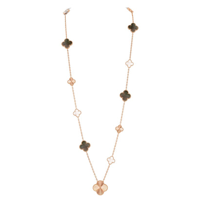 [Lumi Jewels]DETACHABLE CLOVER 15(11+4) FLOWER ROSE GOLD NECKLACE SET