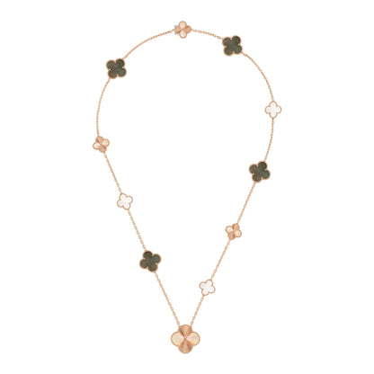 [Lumi Jewels]DETACHABLE CLOVER 15(11+4) FLOWER ROSE GOLD NECKLACE SET