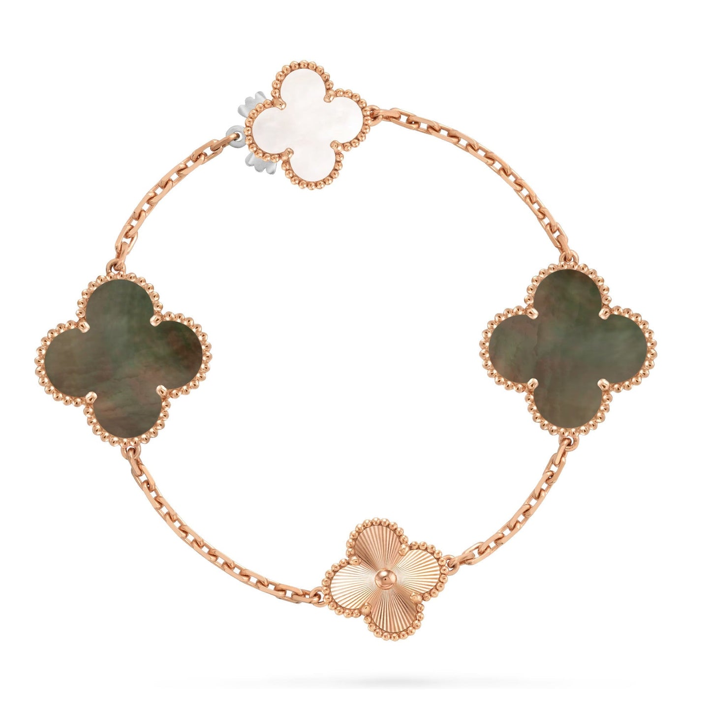[Lumi Jewels]DETACHABLE CLOVER 15(11+4) FLOWER ROSE GOLD NECKLACE SET