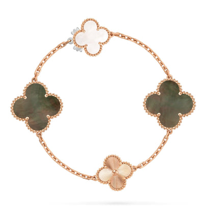 [Lumi Jewels]DETACHABLE CLOVER 15(11+4) FLOWER ROSE GOLD NECKLACE SET