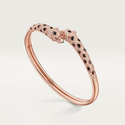 [Lumi Jewelery]PANTHERE DOUBLE HEADED HALF DIAMOND OPEN BRACELET