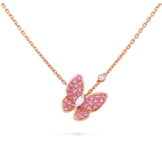 [Lumi Jewels]BUTTERFLY RED DIAMOND ROSE GOLD NECKLACE