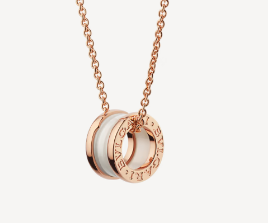 [Lumi Jewels]ZERO 1 WHITE CERAMIC PINK GOLD NECKLACE