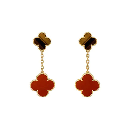 [Lumi Jewels]CLOVER  2 MOTIF  TIGER EYE CARNELIAN EARRINGS