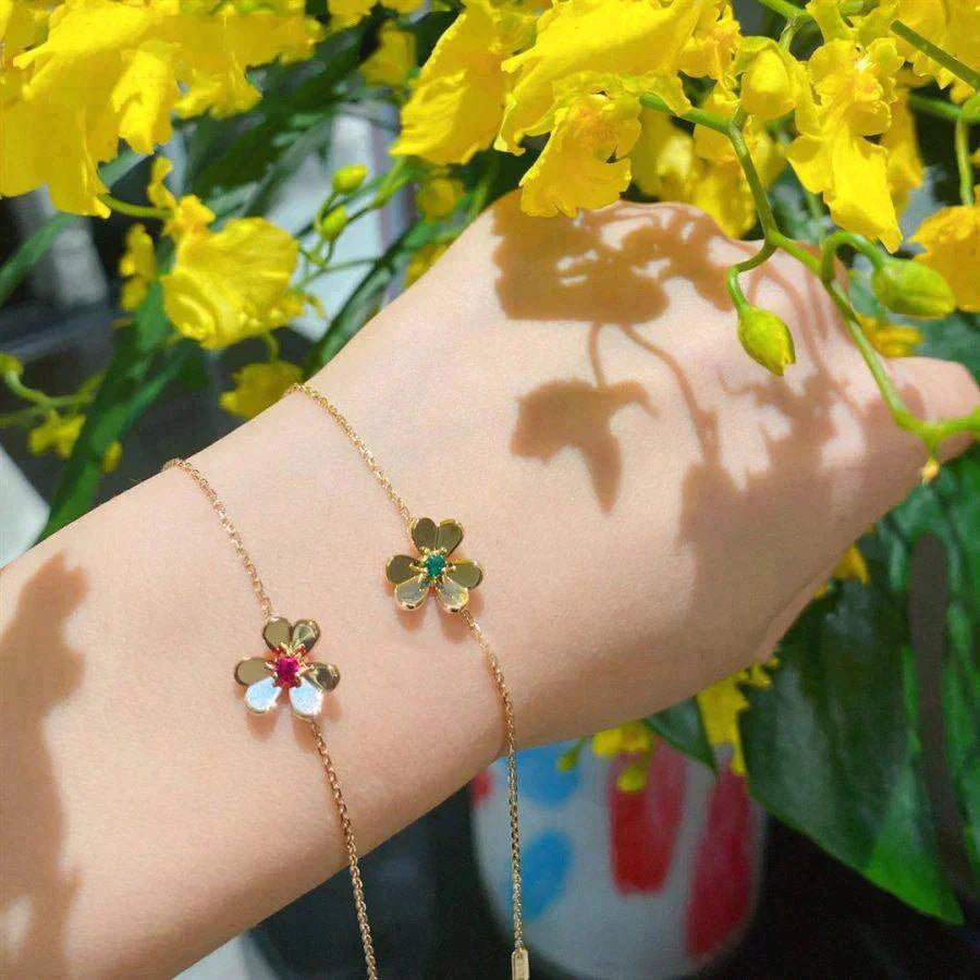[Lumi Jewels]FRIVOLE GOLD FLOWER PINK MALACHITE BRACELET