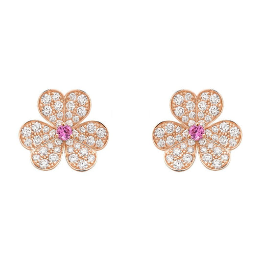 [Lumi Jewels]FRIVOLE PINK GOLD FLOWER DIAMOND EARRINGS