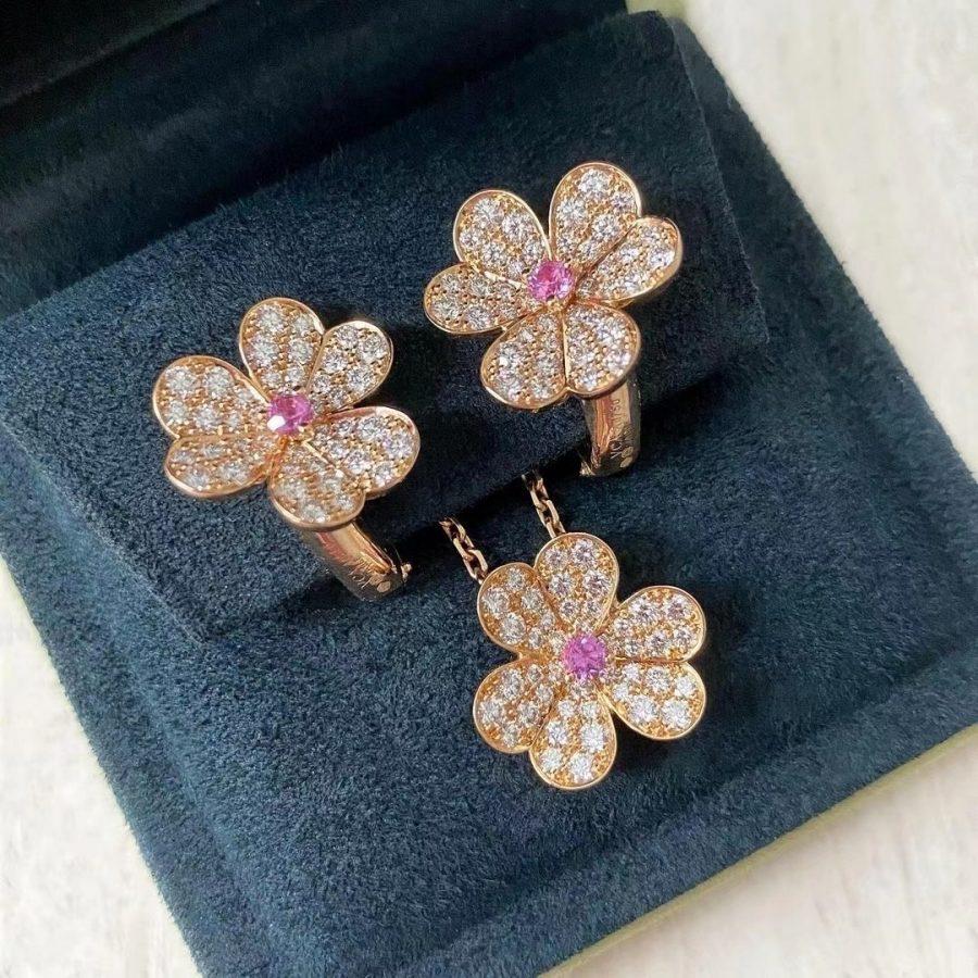 [Lumi Jewels]FRIVOLE PINK GOLD FLOWER DIAMOND EARRINGS