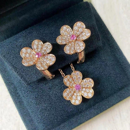 [Lumi Jewels]FRIVOLE PINK GOLD FLOWER DIAMOND EARRINGS