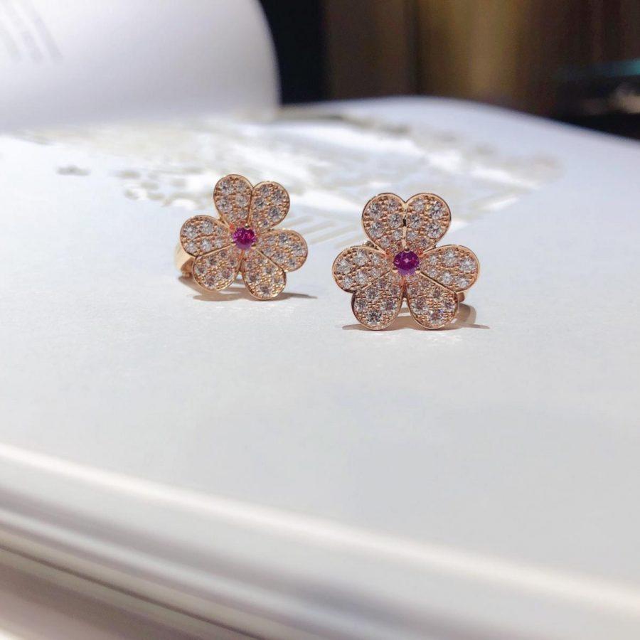 [Lumi Jewels]FRIVOLE PINK GOLD FLOWER DIAMOND EARRINGS