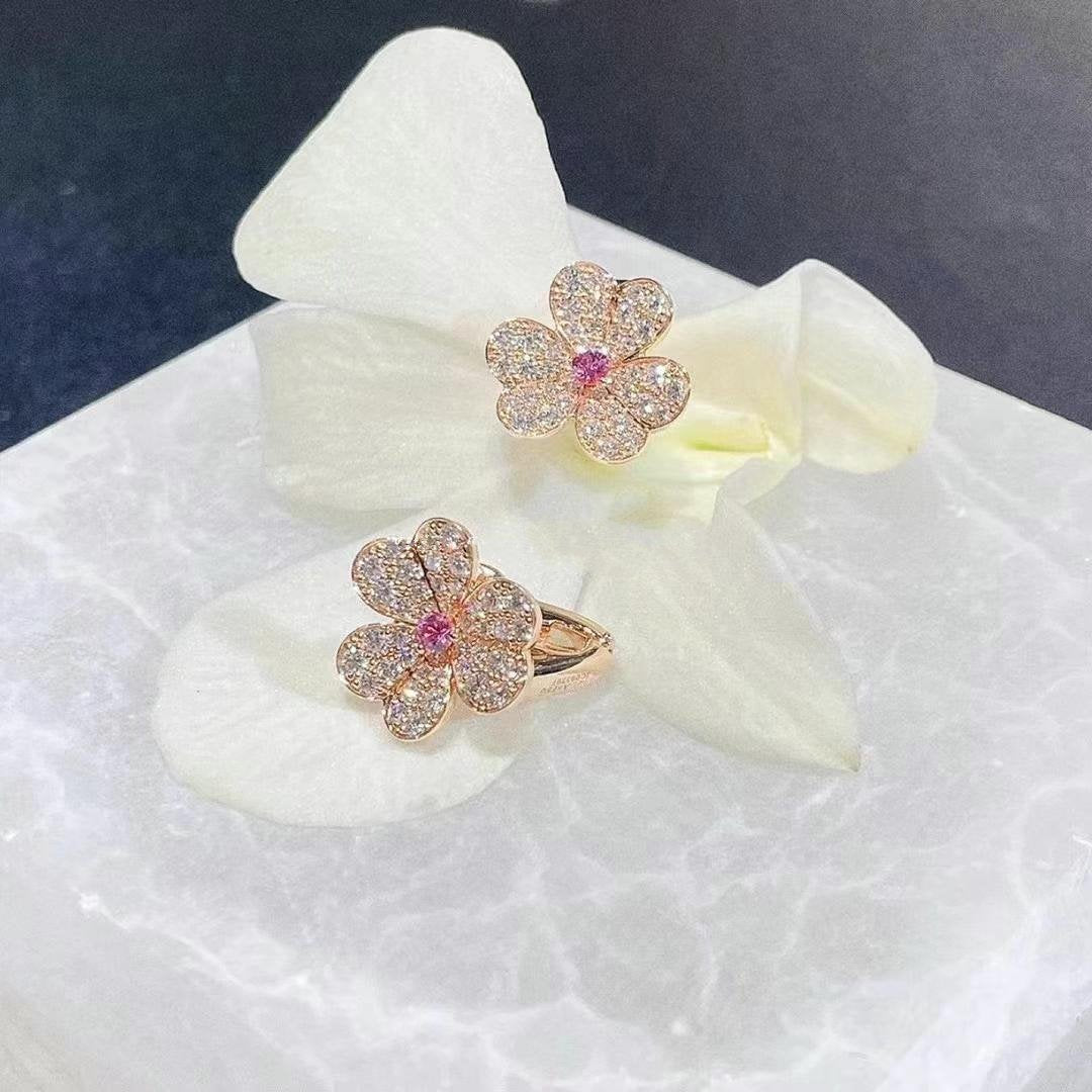 [Lumi Jewels]FRIVOLE PINK GOLD FLOWER DIAMOND EARRINGS