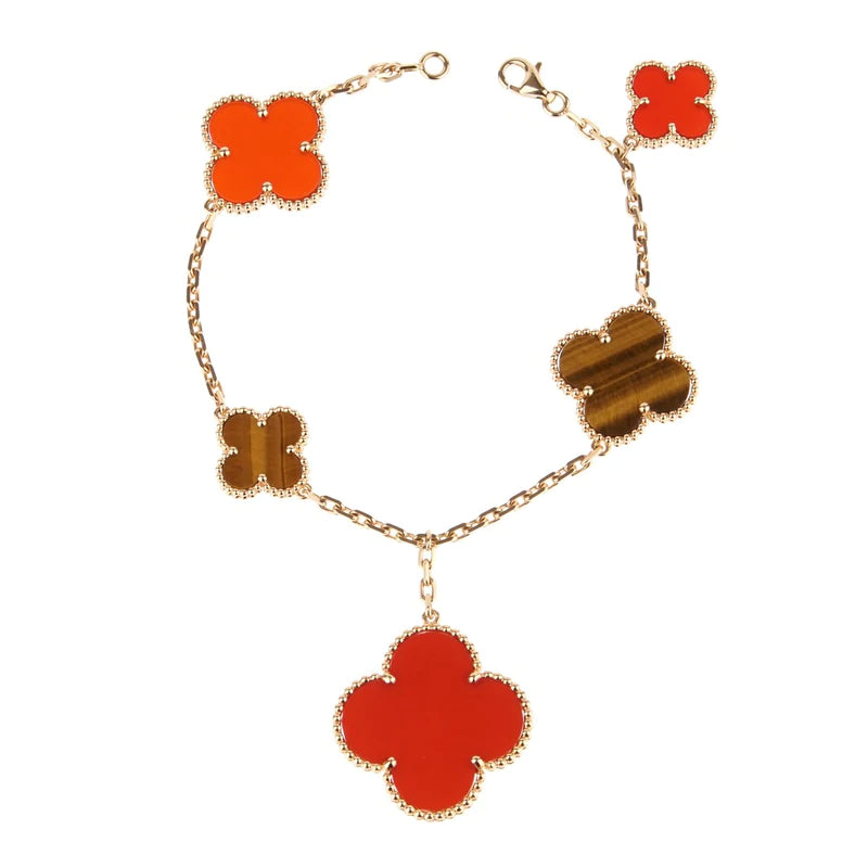 [Lumi Jewels]CLOVER BRACELET 5 MOTIFS CARNELIAN TIGER EYE