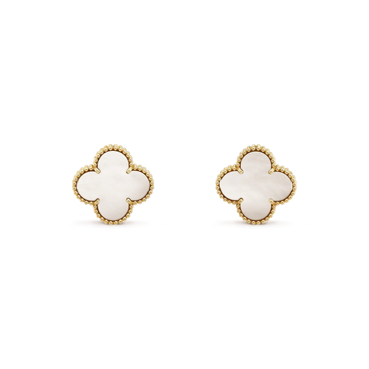 [Lumi Jewels]CLOVER MEDIUM 1 MOTIFS  WHITE MOP STUD EARRINGS