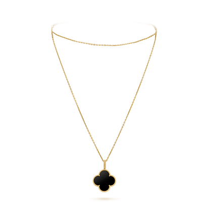 [Lumi Jewels]CLOVER 25MM GOLD ONYX BIG CLOVER NECKLACE