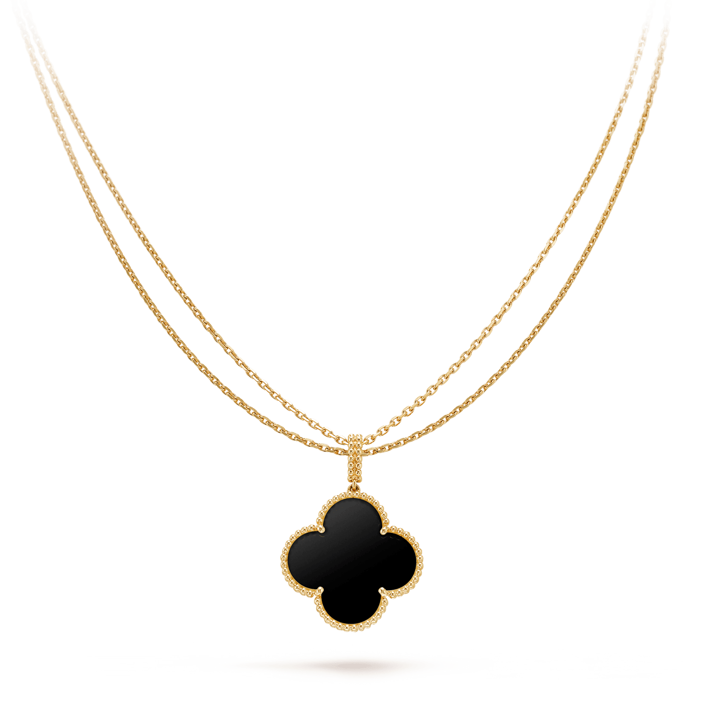 [Lumi Jewels]CLOVER 25MM GOLD ONYX BIG CLOVER NECKLACE