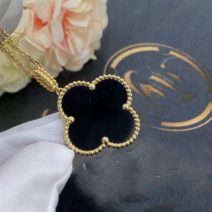[Lumi Jewels]CLOVER 25MM GOLD ONYX BIG CLOVER NECKLACE