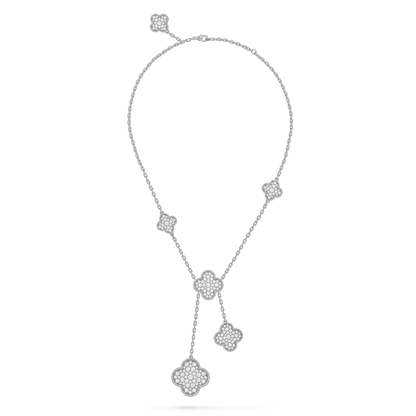[Lumi Jewels]CLOVER 5 MOTIFS SILVER DIAMONDS NECKLACE