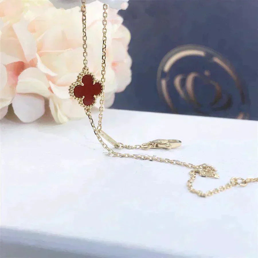 [Lumi Jewels]CLOVER  CARNELIAN SINGLE FLOWER BRACELET