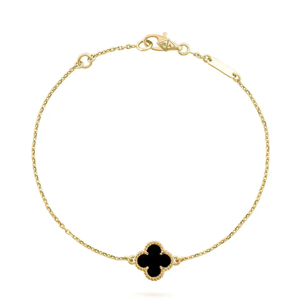 [Lumi Jewels]CLOVER ONYX SINGLE FLOWER BRACELET