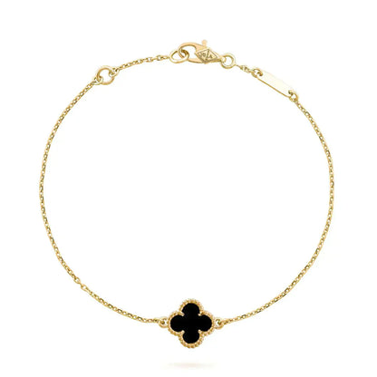 [Lumi Jewels]CLOVER ONYX SINGLE FLOWER BRACELET