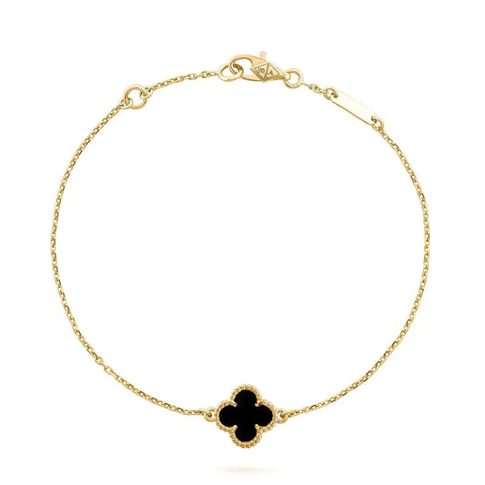 [Lumi Jewels]CLOVER ONYX SINGLE FLOWER BRACELET