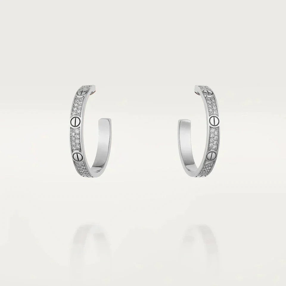 [Lumi Jewelery]LOVE EARRINGS 3.6MM DIAMOND PAVED