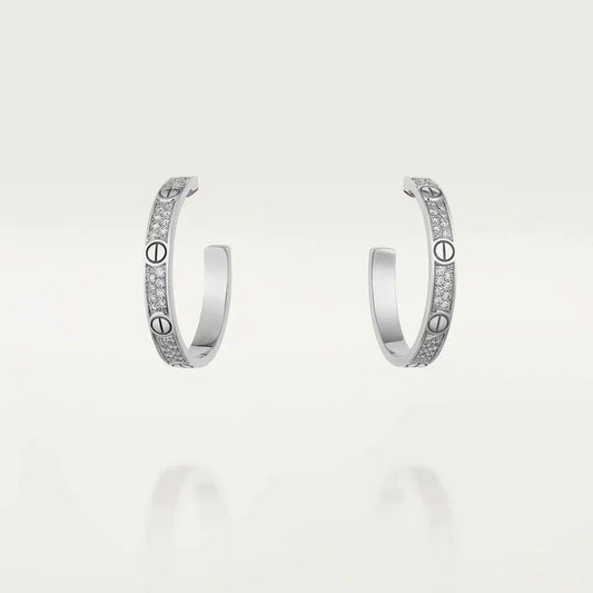 [Lumi Jewels]LOVE DIAMOND SILVER HOOP EARRINGS