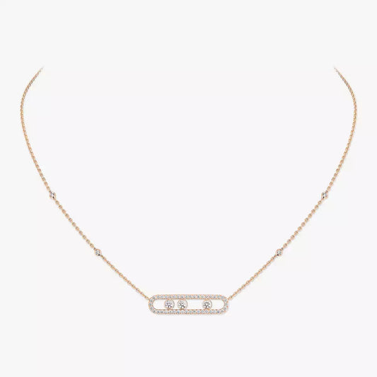 [Lumi Jewels] Move Pave_ Rose Gold Diamond Necklace
