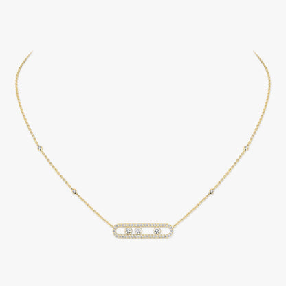 [Lumi] Move Pave_ Rose Gold Diamond Necklace
