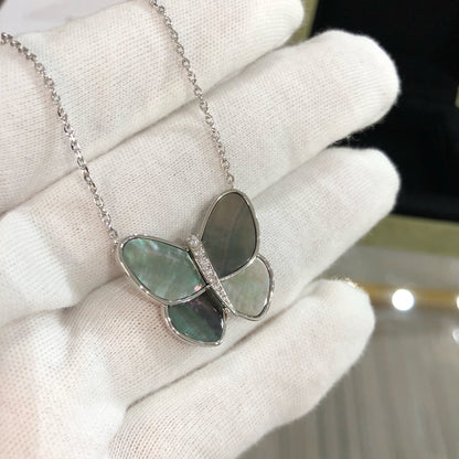 [Lumi Jewels]LARGE BUTTERFLY SILVER PENDANT DIAMOND NECKLACE