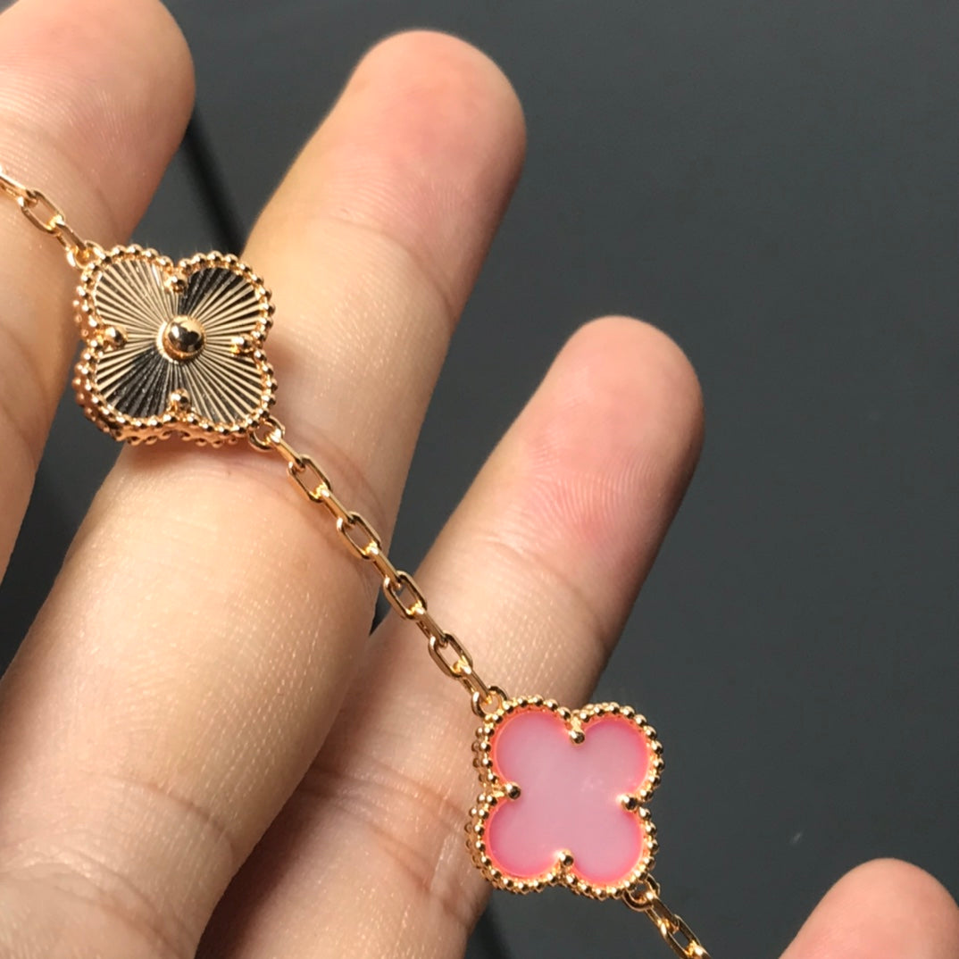 [Lumi Jewels]CLOVER BRACELET 5 MOTIF PINK AND PINK GOLD