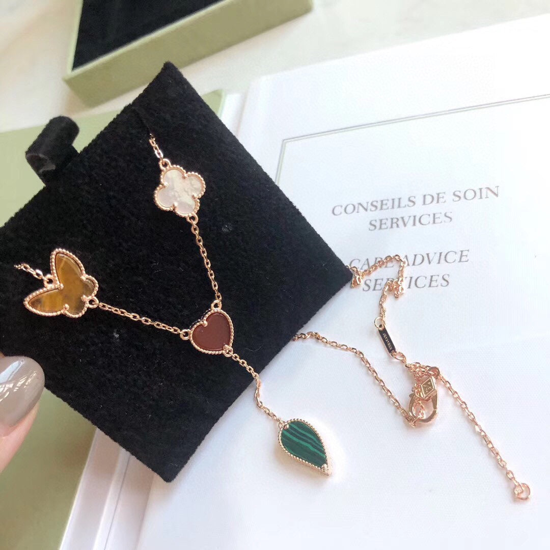 [Lumi Jewels]LUCKY SPRING 4 MOTIFS ROSE GOLD NECKLACE
