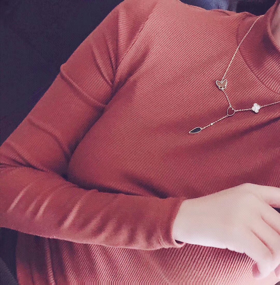 [Lumi Jewels]LUCKY SPRING 4 MOTIFS ROSE GOLD NECKLACE