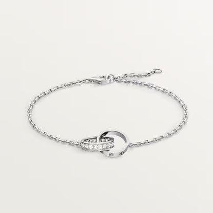 [Lumi Jewelery]LOVE DOUBLE RING HALF DIAMOND BRACELET