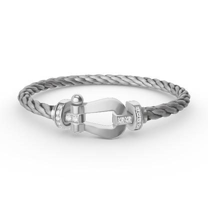 [Lumi Jewels]FORCE LARGE HORSESHOE HALF DIAMOND BRACELET SILVER