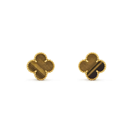 [Lumi Jewels]CLOVER MEDIUM 1 MOTIFS TIGER EYE EARRINGS
