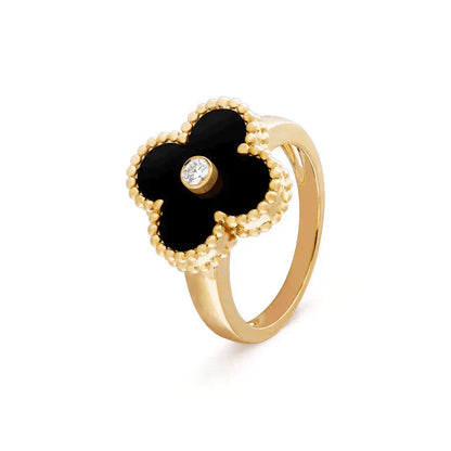 [Lumi Jewels]CLOVER ONYX RING GOLD DIAMOND