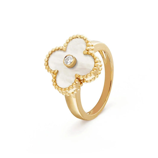 [Lumi Jewels]CLOVER PINK MOP RING GOLD DIAMOND